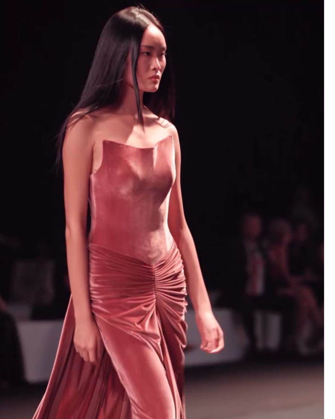 wine color corset off shoulder drape gown