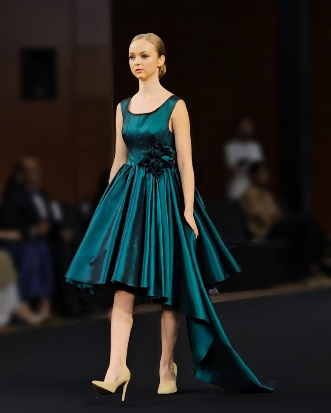 Peacock Blue gathered short dress