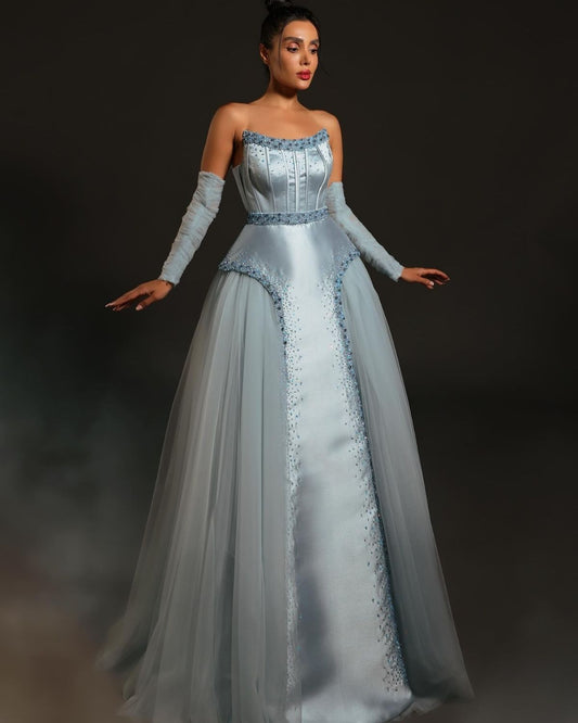 Pastel Blue embroidered ball gown
