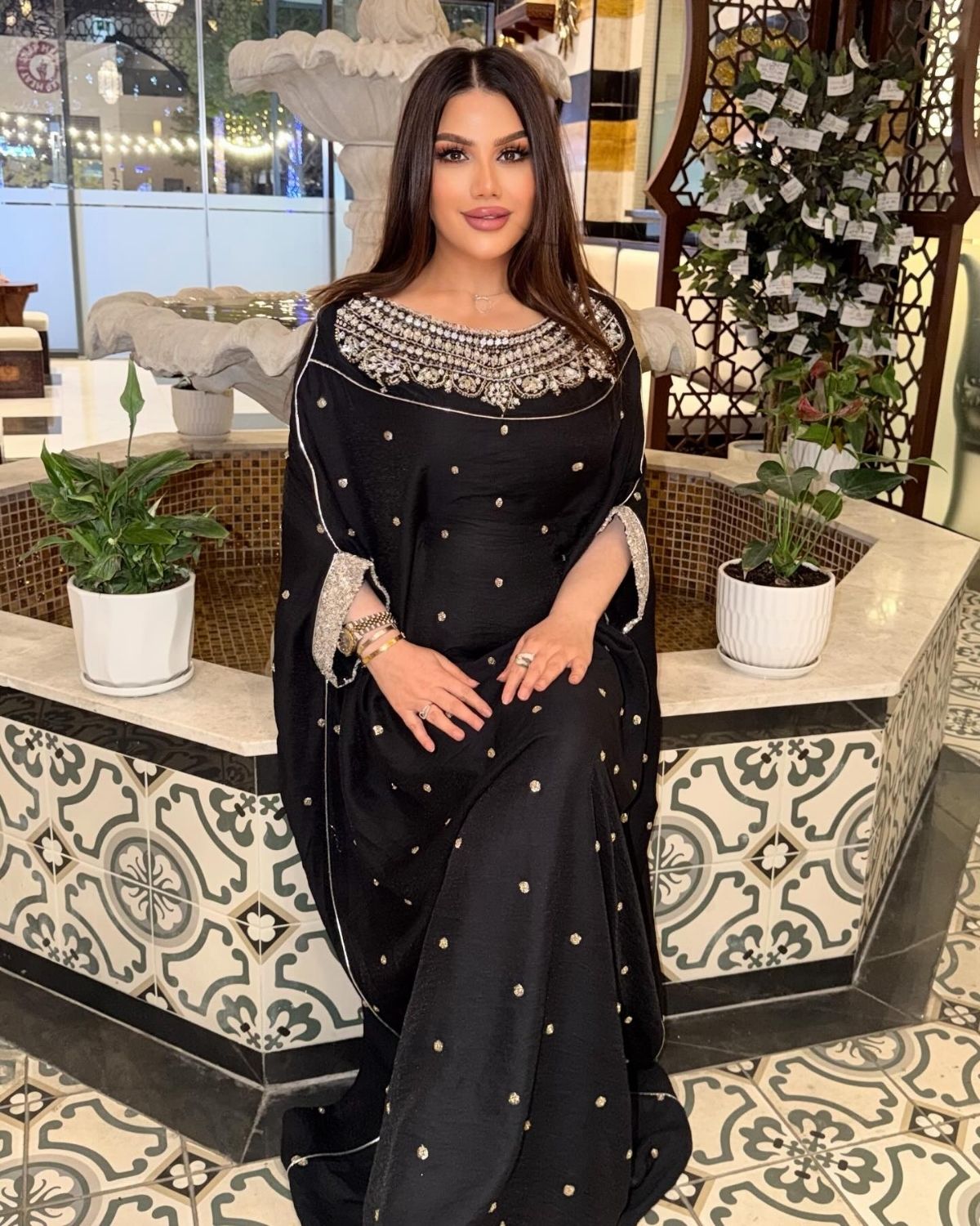 Zoubaida Almzwaq in black embroidered Kaftan