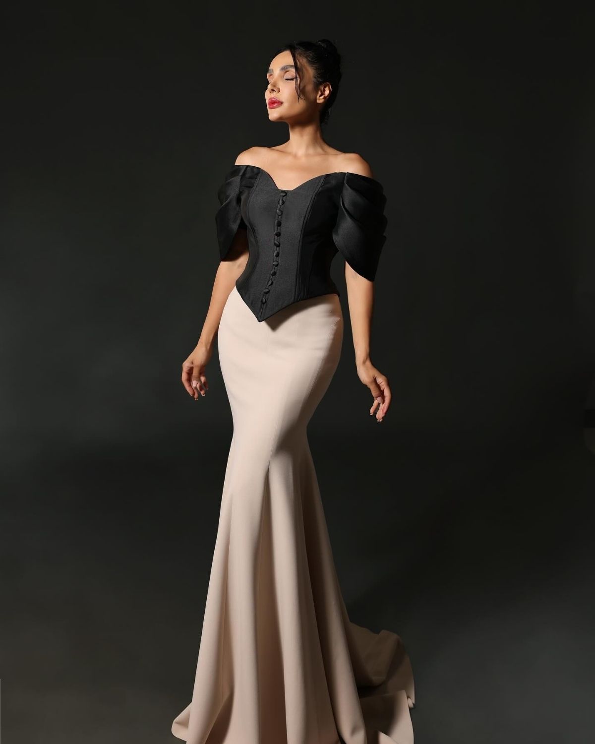 Black corset with Fawn bodycon skirt set