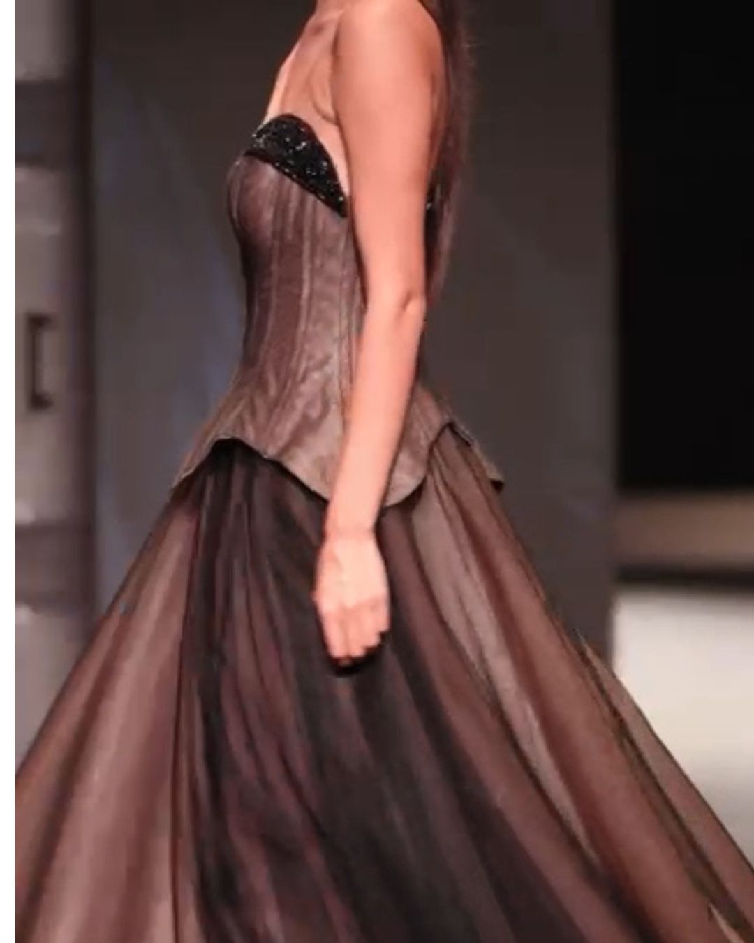 Dark brown and black Corset and gathered skirt set