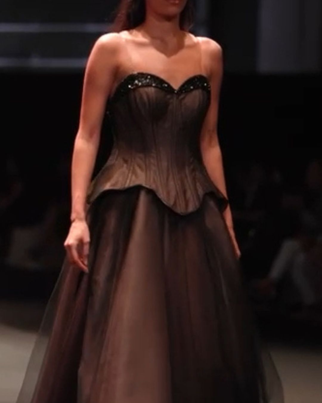 Dark brown and black Corset and gathered skirt set